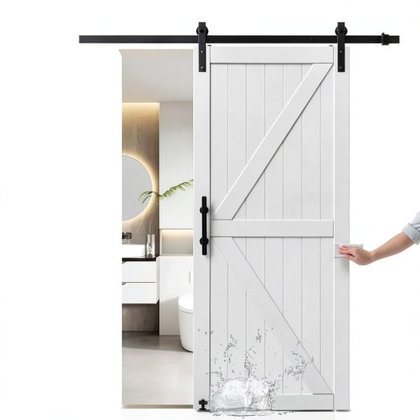 S&Z TOPHAND Barn Door Wood Country Style White Interior-3