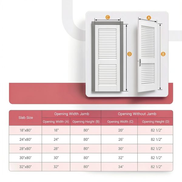 WinkLuck White Wood Modern Louvered Door Solid MDF-5