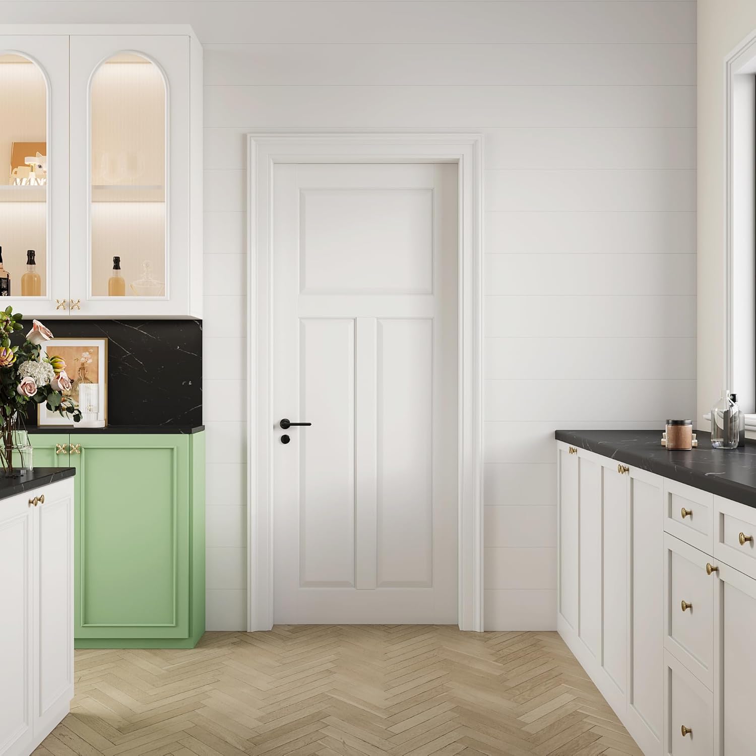 ProKitty White Solid Wood Interior Slab Door installed in a modern bedroom