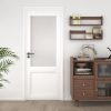 OHTOMO White Primed Frosted Glass Door Solid Core Wood-1