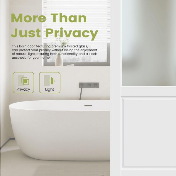 OHTOMO White Primed Frosted Glass Door Solid Core Wood-3