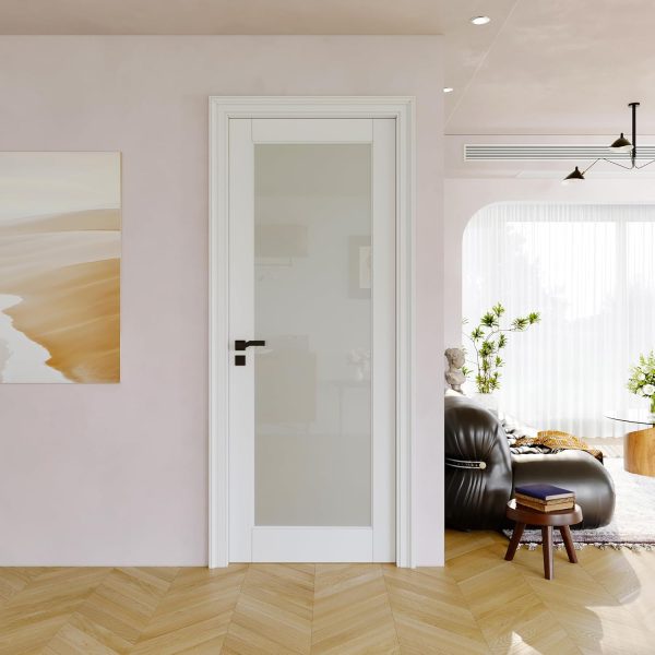JUJUBON Interior Door Slab Frosted Glass White MDF-0