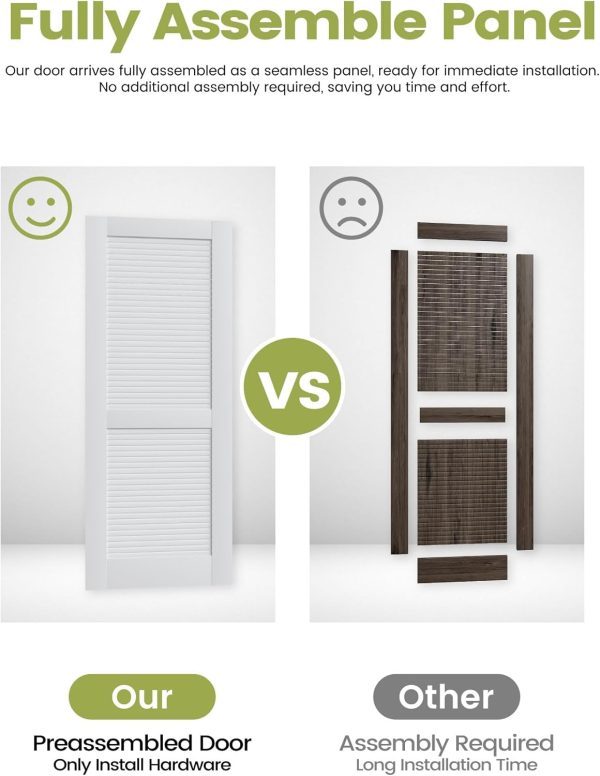OHTOMO White Louvered Wood Door Modern Interior Slab-4