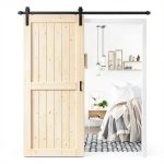 ROYMELO Wood Barn Door Rustic Style Solid Spruce 36x80-0