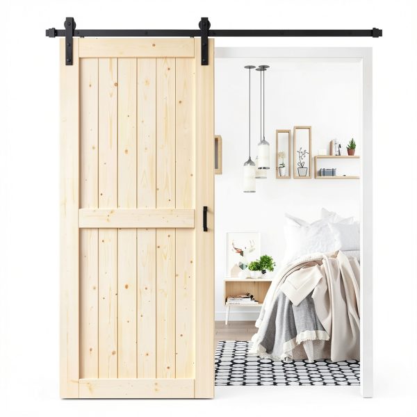 ROYMELO Wood Barn Door Rustic Style Solid Spruce 36x80-0