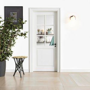 ProKitty White Wood Glass Interior Door Modern Style-0