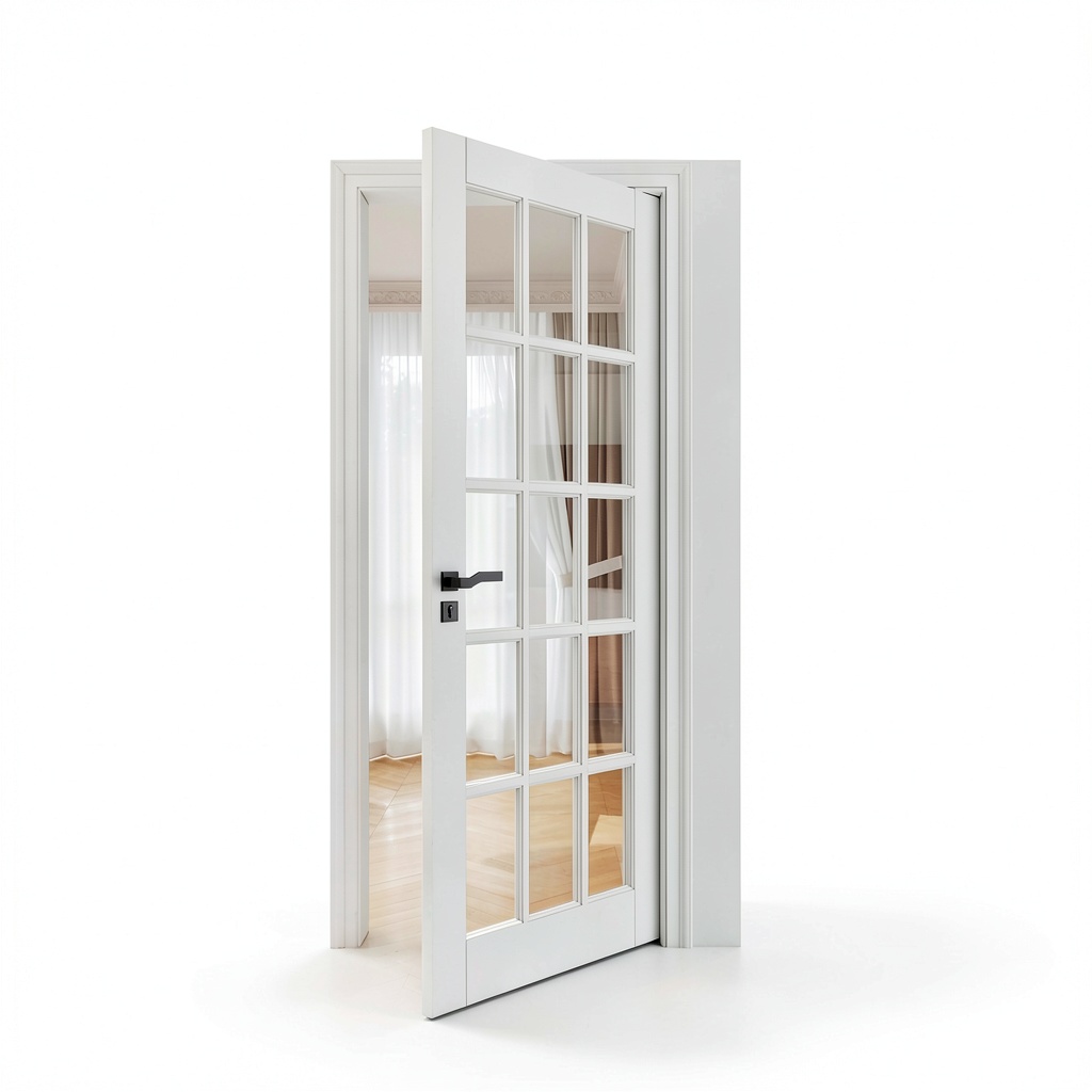 Installing JUJUBON Single Door Pantry Door 32x80 Solid Core on a wooden workbench