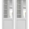 JUJUBON Double Doors Classic Interior Slab Doors Glass MDF-0