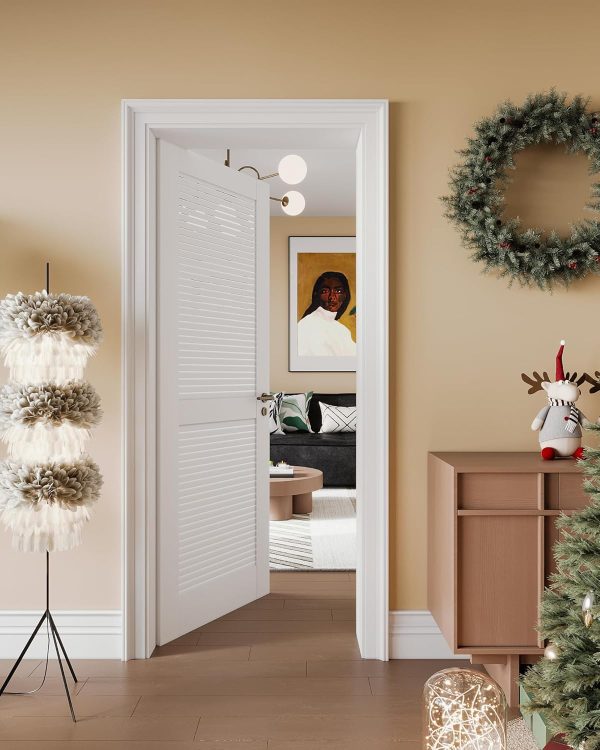 OHTOMO White Louvered Wood Door Modern Interior Slab-1