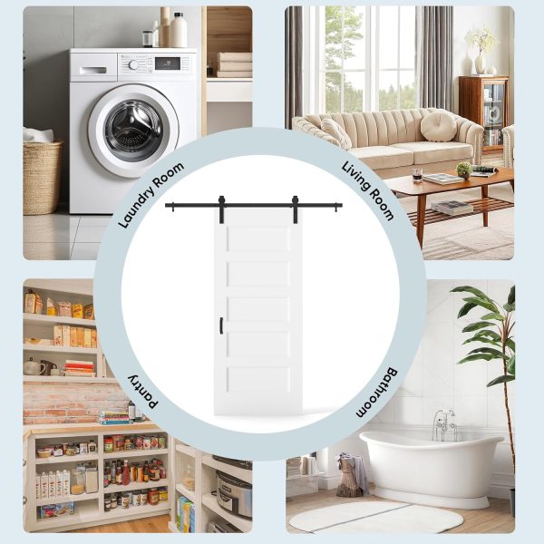 JUBEST Sliding Barn Door 36x84 Primed MDF Space Saving-7