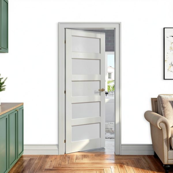 SMARTSTANDARD White Glass Pantry Door Modern Solid Core-5