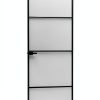vidaXL Black Glass Interior Door Modern Aluminum Frame-3