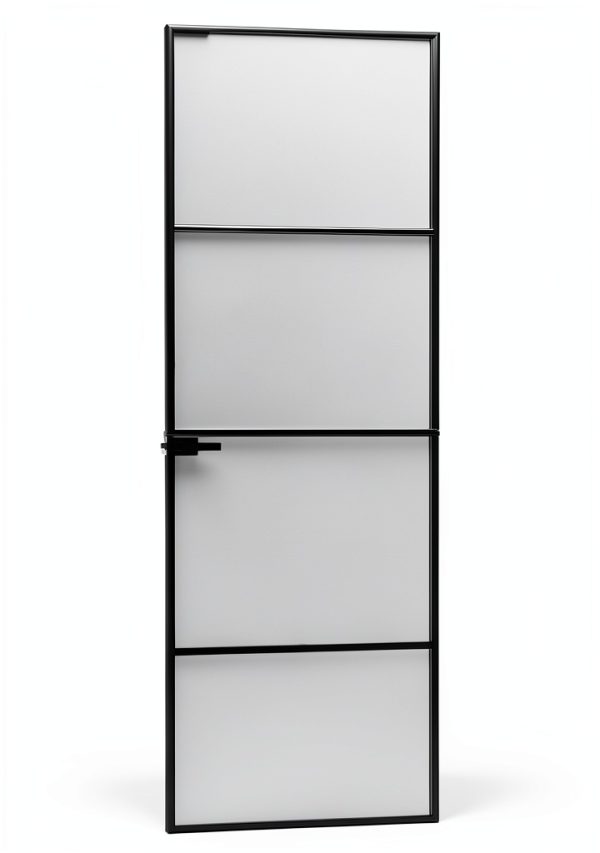 vidaXL Black Glass Interior Door Modern Aluminum Frame-3