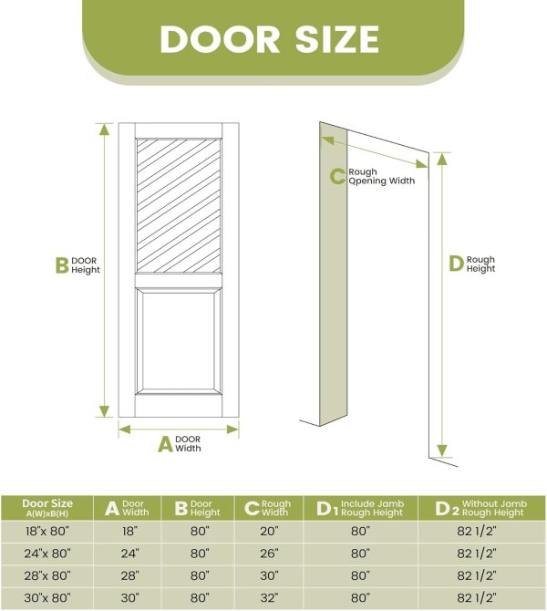 OHTOMO White Primed Frosted Glass Door Solid Core Wood-2