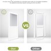 OHTOMO White Primed Frosted Glass Door Solid Core Wood-4