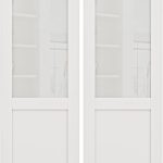 JUJUBON Double Doors Interior Slab Doors Tempered Glass MDF-0