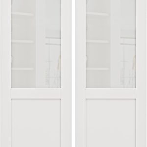JUJUBON Double Doors Interior Slab Doors Tempered Glass MDF-0
