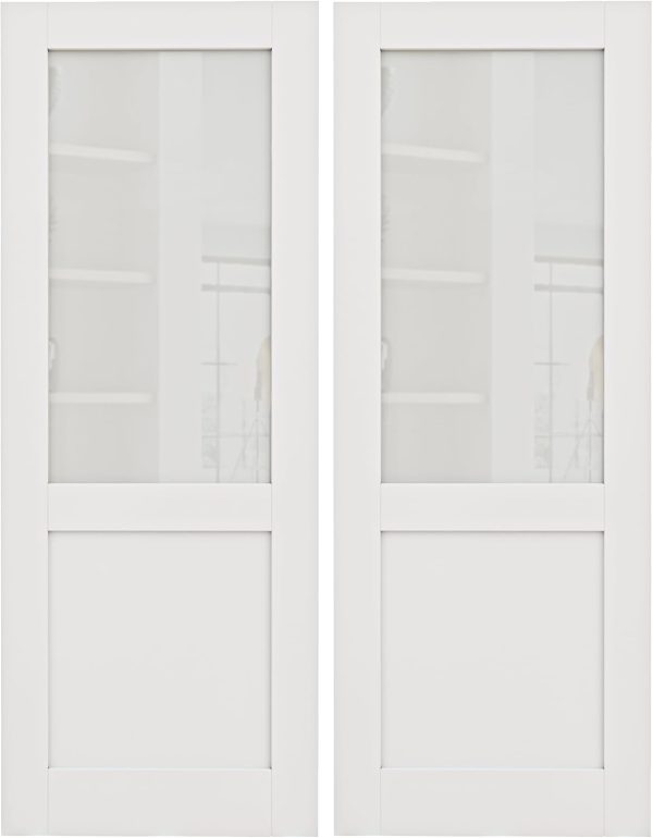 JUJUBON Double Doors Interior Slab Doors Tempered Glass MDF-0