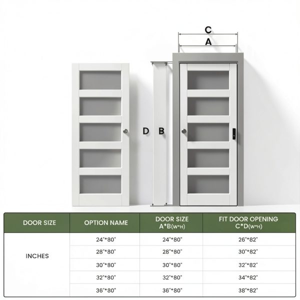 SMARTSTANDARD White Glass Pantry Door Modern Solid Core-7