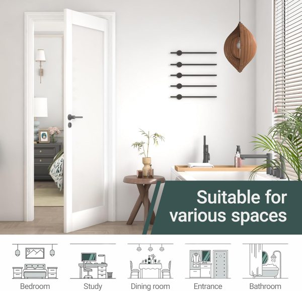 OHTOMO White Wood Modern Interior Slab Door with Glass-2
