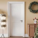 OHTOMO White Louvered Wood Door Modern Interior Slab-0