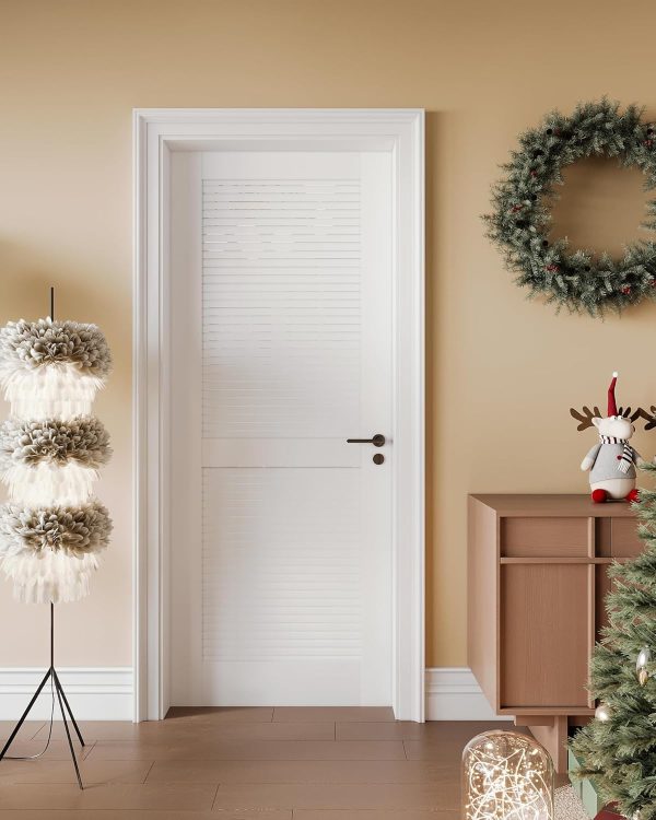 OHTOMO White Louvered Wood Door Modern Interior Slab-0