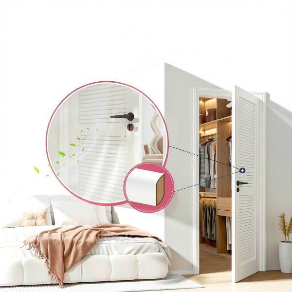 WinkLuck White Wood Modern Louvered Door Solid MDF-2