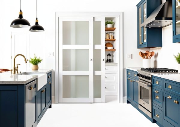COSHOMER Sliding Closet Door MDF Frosted Glass Space Saving-3