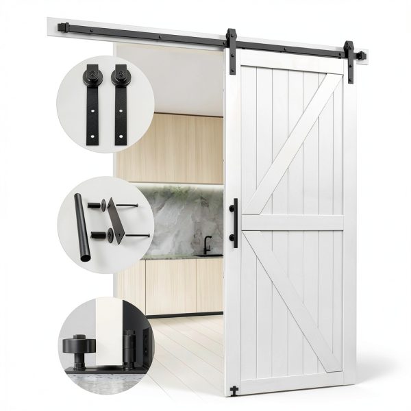 S&Z TOPHAND Barn Door Wood Country Style White Interior-2