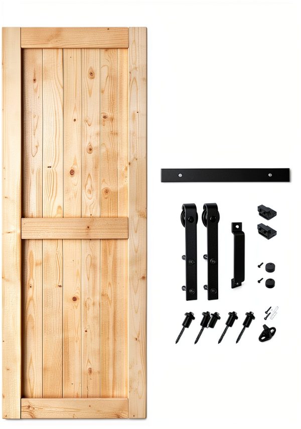ROYMELO Wood Barn Door Rustic Style Solid Spruce 36x80-5