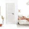 WinkLuck White Wood Modern Louvered Door Solid MDF-7