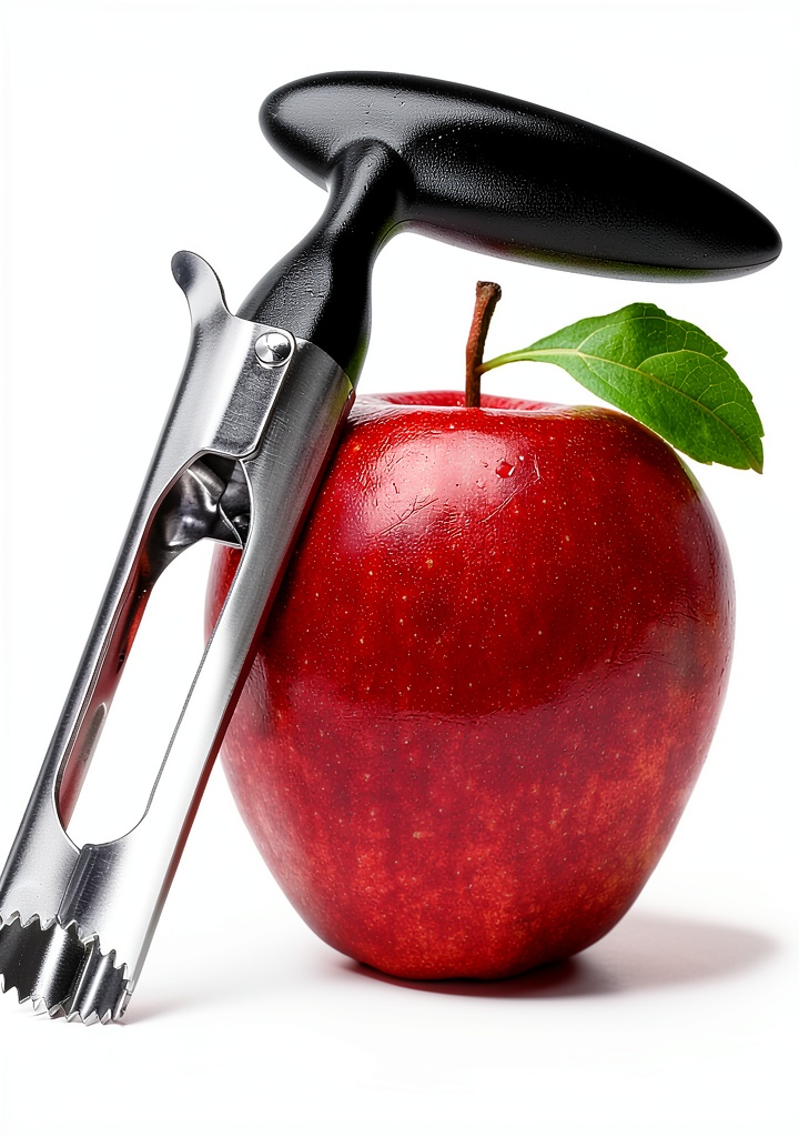 XZZWLL apple corer in use on a fresh apple