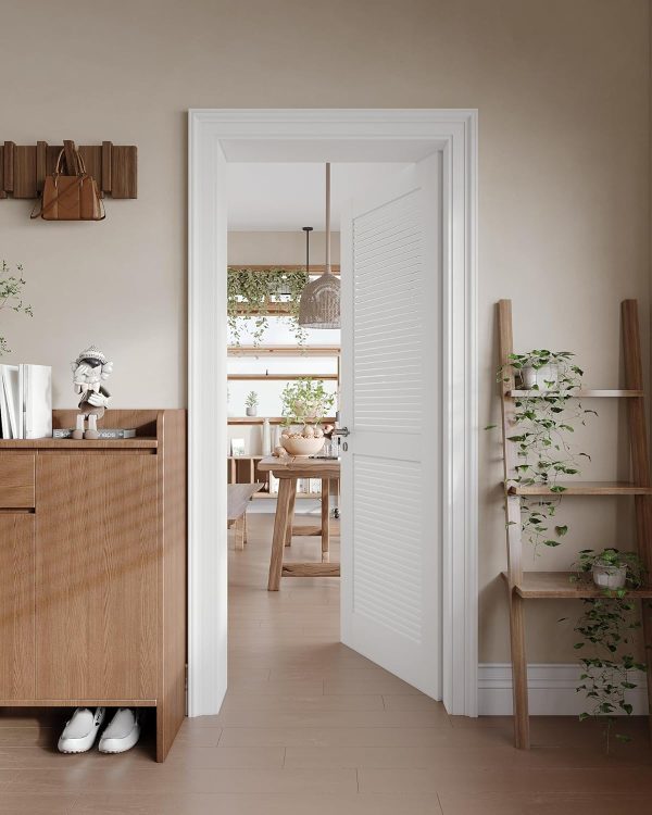 OHTOMO White Louvered Wood Door Modern Interior Slab-7