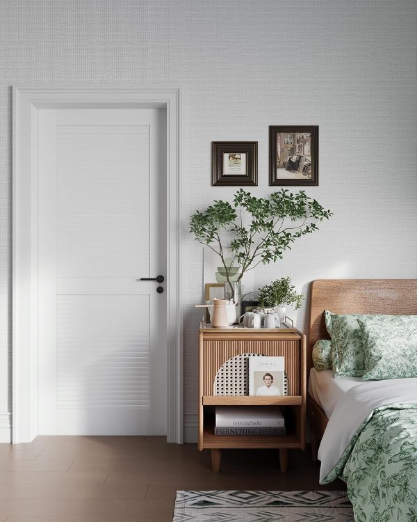 OHTOMO White Louvered Wood Door Modern Interior Slab-8
