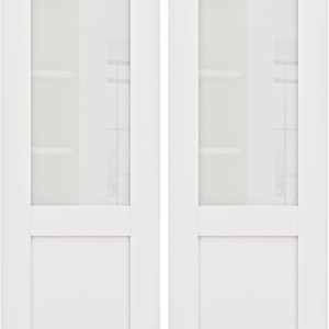JUJUBON Interior Slab Doors Double Doors Tempered Glass MDF-0