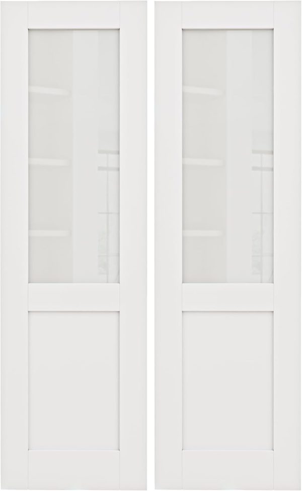 JUJUBON Interior Slab Doors Double Doors Tempered Glass MDF-0