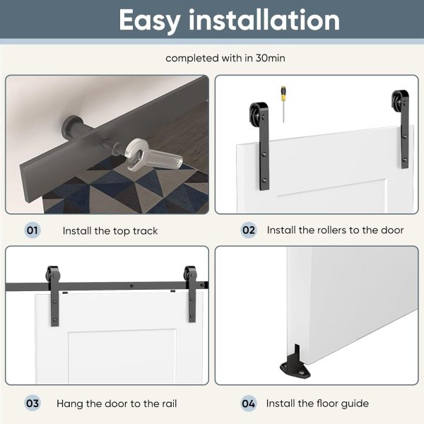 JUBEST Sliding Barn Door 36x84 Primed MDF Space Saving-6