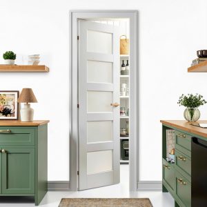 SMARTSTANDARD White Glass Pantry Door Modern Solid Core-0