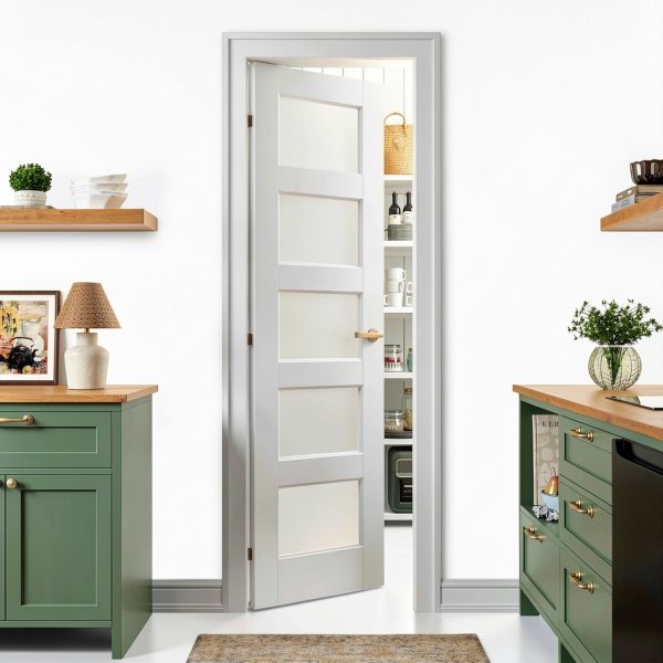 SMARTSTANDARD White Glass Pantry Door Modern Solid Core-0