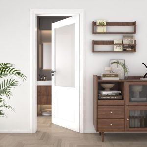 OHTOMO Solid Core Frosted Glass Door White Primed Modern-0