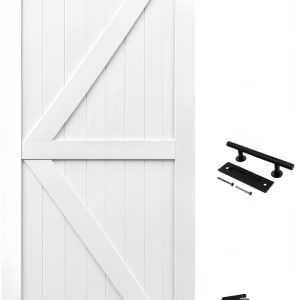 S&Z TOPHAND White Wood Barn Door Interior Slab Door-0