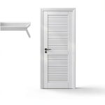 WinkLuck White Wood Modern Louvered Door Solid MDF-0
