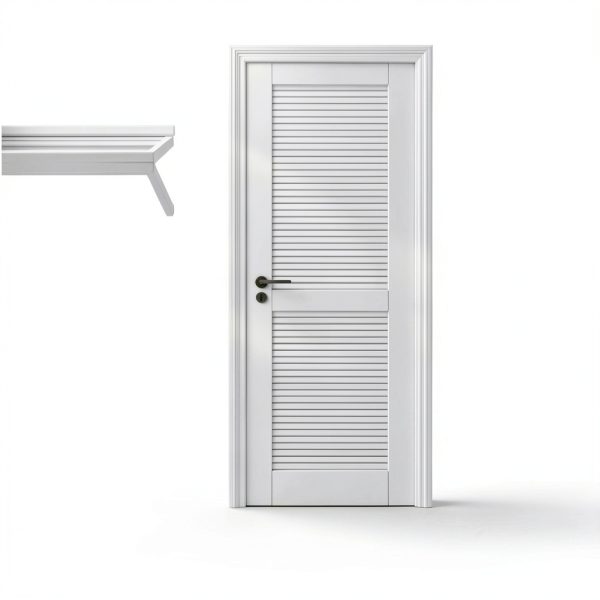 WinkLuck White Wood Modern Louvered Door Solid MDF-0