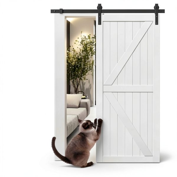 S&Z TOPHAND Barn Door Wood Country Style White Interior-4