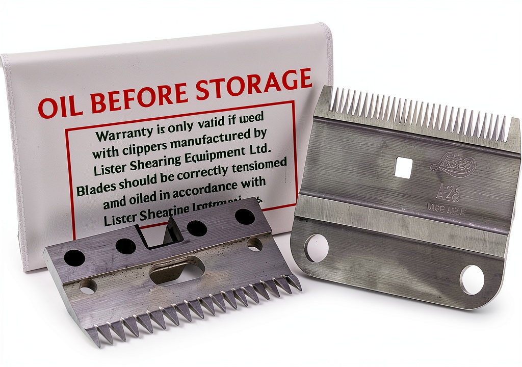 Installing Lister Surgical Clipper Blade 30 Replacement Blade for Cats Steel on a wooden desk